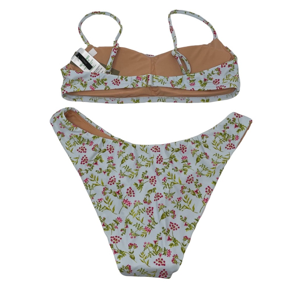 J. Crew Scoopneck Curved Waist Cheeky Bikini Cloud Meadow Floral NWT - Picture 7 of 8